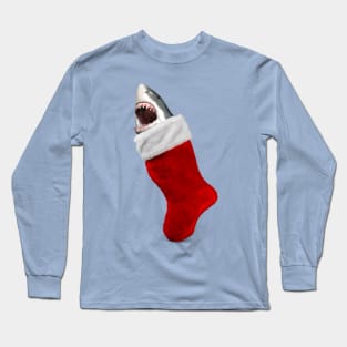 Shark in Christmas stocking | Funny Shark Long Sleeve T-Shirt